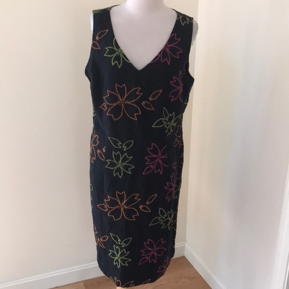 New! Cold water creek SZ 16,black multi embroidered sheath dress. - Picture 1 of 8